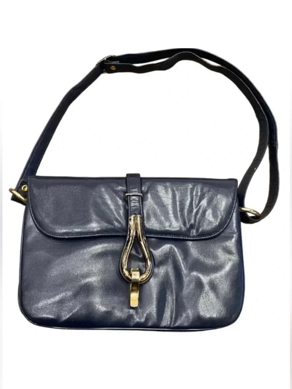 Lederer Vintage 1950s Navy Blue Leather Purse